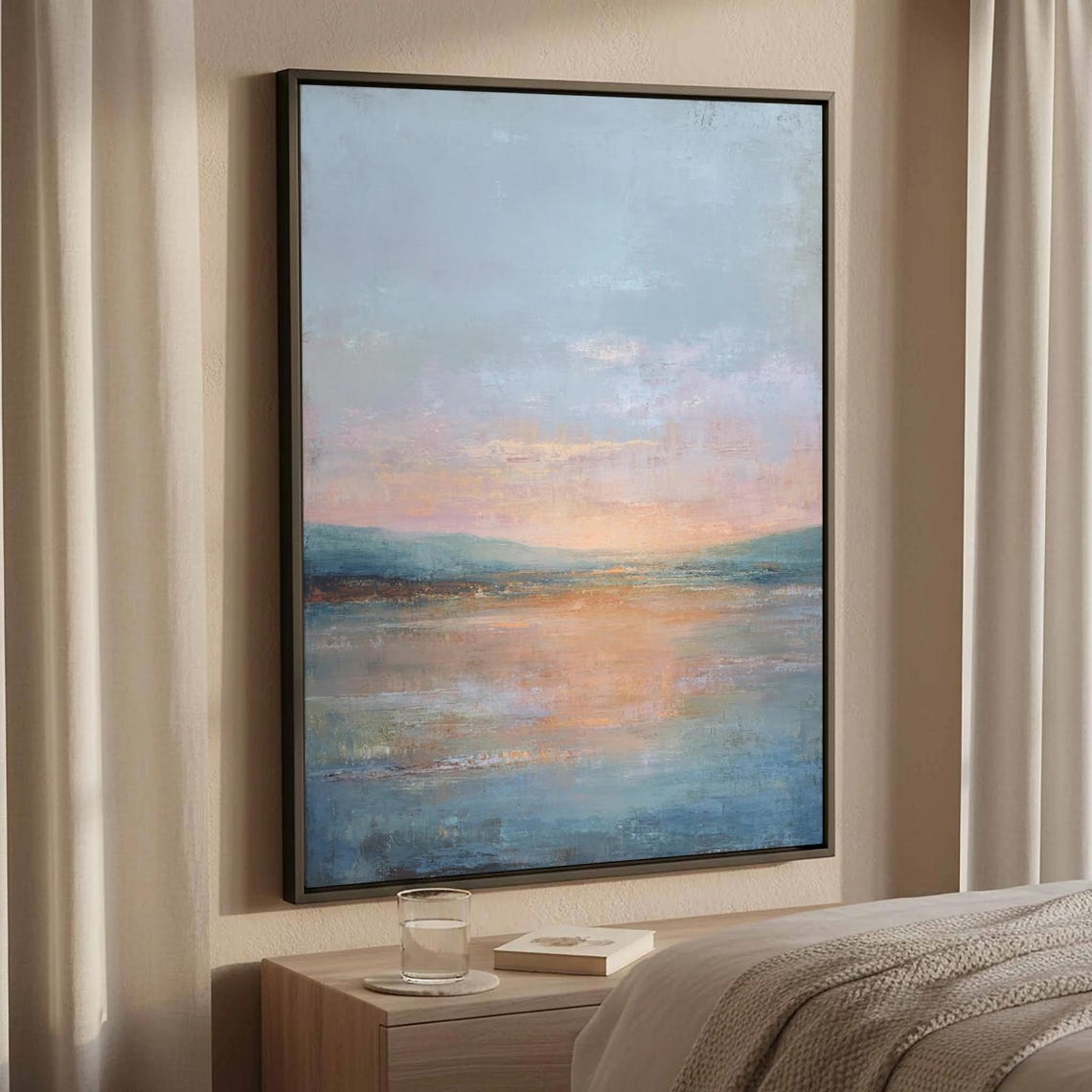 Abstract Sunset Seascape Soft Ocean Horizon Calm Serene Wall Art