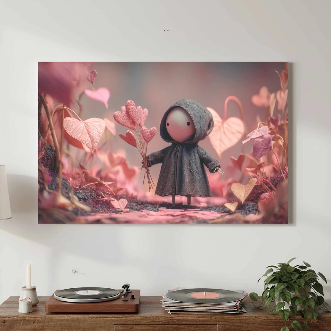 Storybook Heart Garden Figure Pink Whimsical Fantasy Nursery Poster