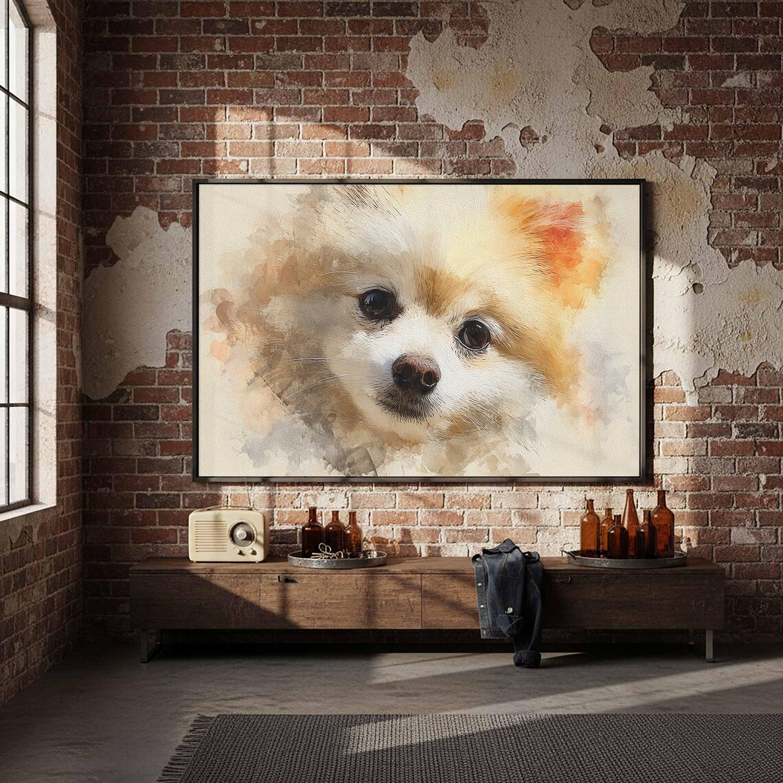 Pomeranian Watercolor Portrait Fluffy Puppy Dog Decor Poster