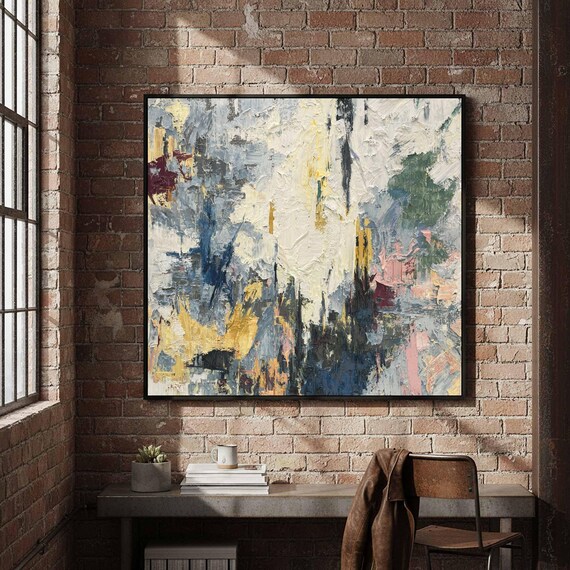 Abstract Expressionist Canvas Wall Art Modern Distressed Print