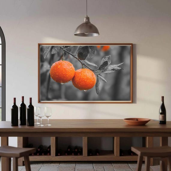 Orange Citrus Canvas Wall Art Modern Kitchen Fruit Print