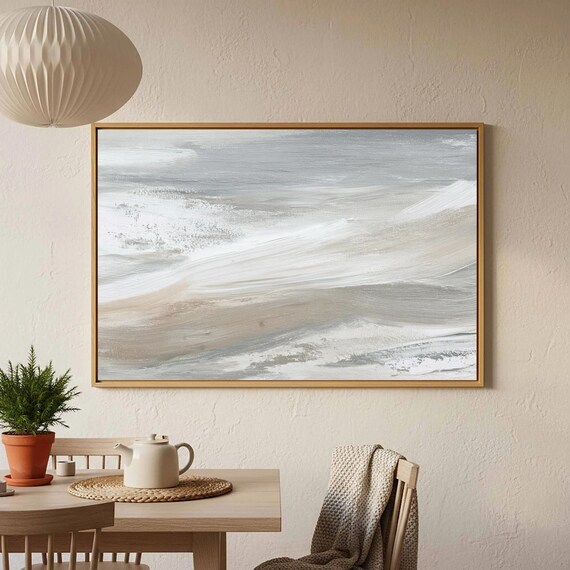Abstract Gray Beige Canvas Wall Art Modern Neutral Print