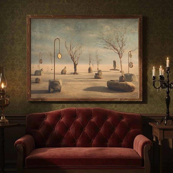 Surreal Desert Clock Canvas Art Modern Abstract Wall Print