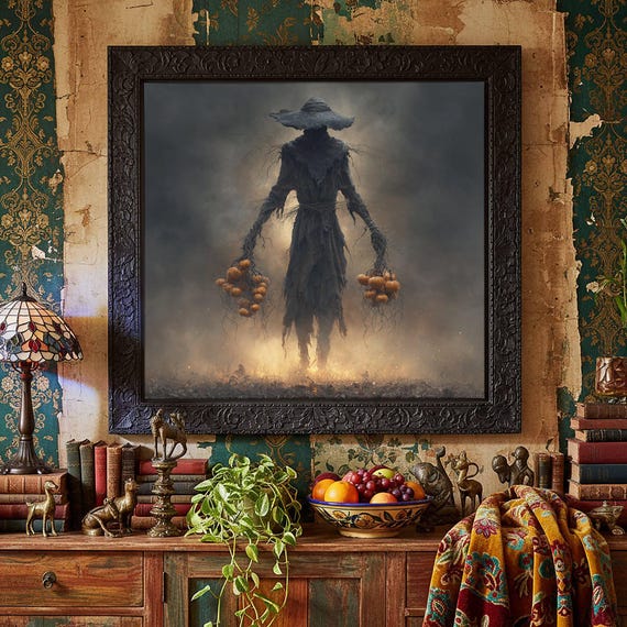 Dark Fantasy Scarecrow Wall Art Halloween Gothic Print