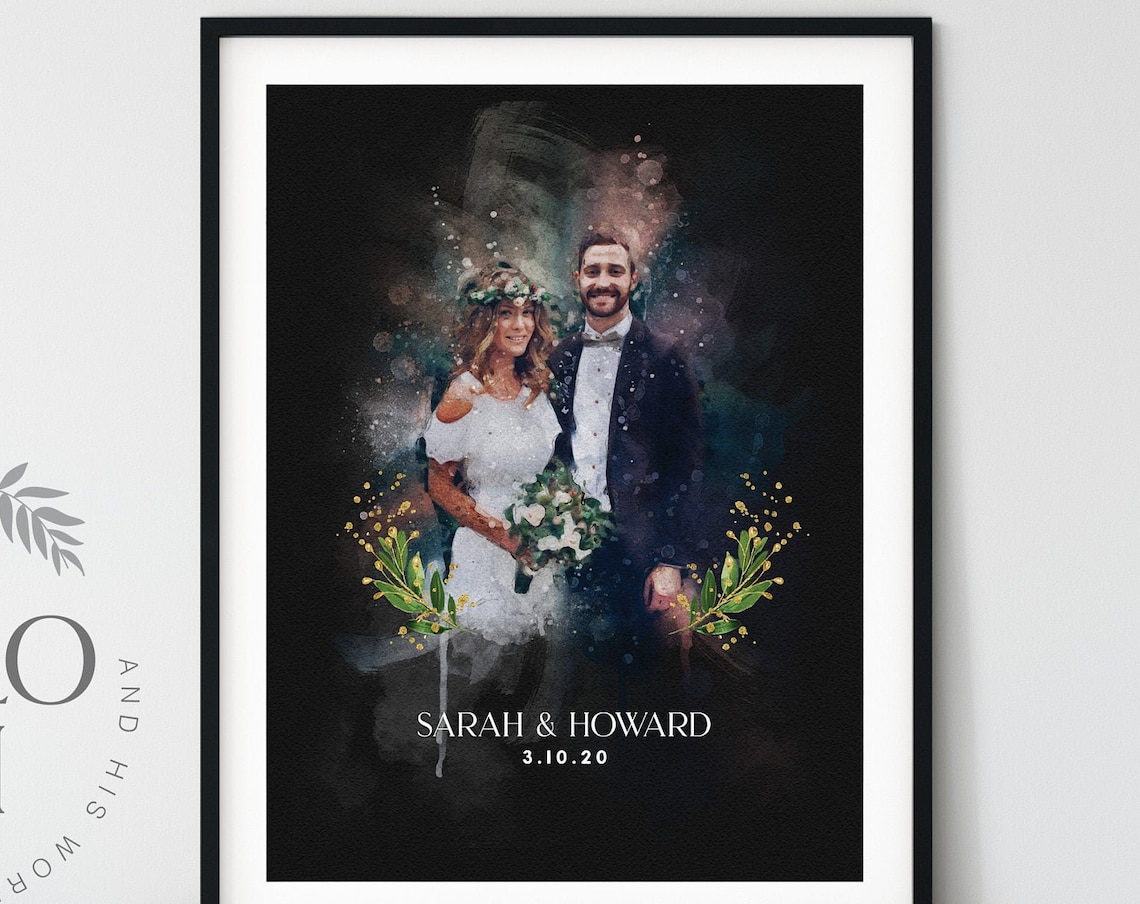 Custom Wedding Portrait From Photo, Watercolor Gift - Image 2