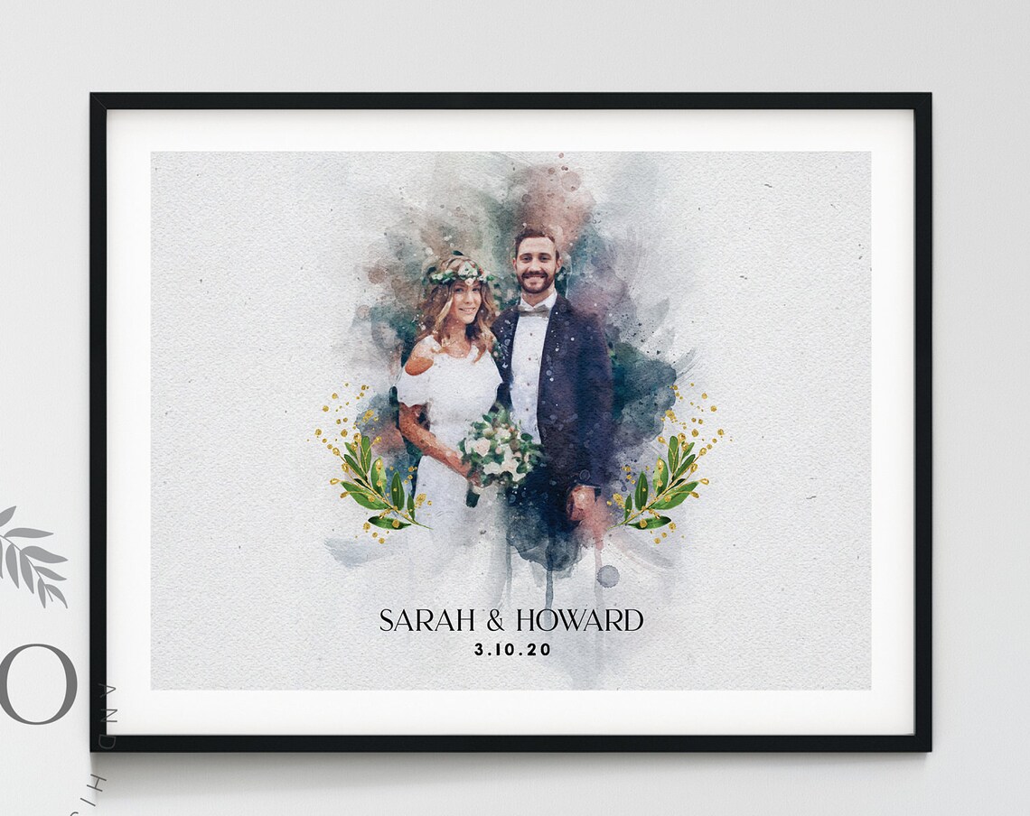 Custom Watercolor Couple Portrait from Photo, Art Print - Image 4