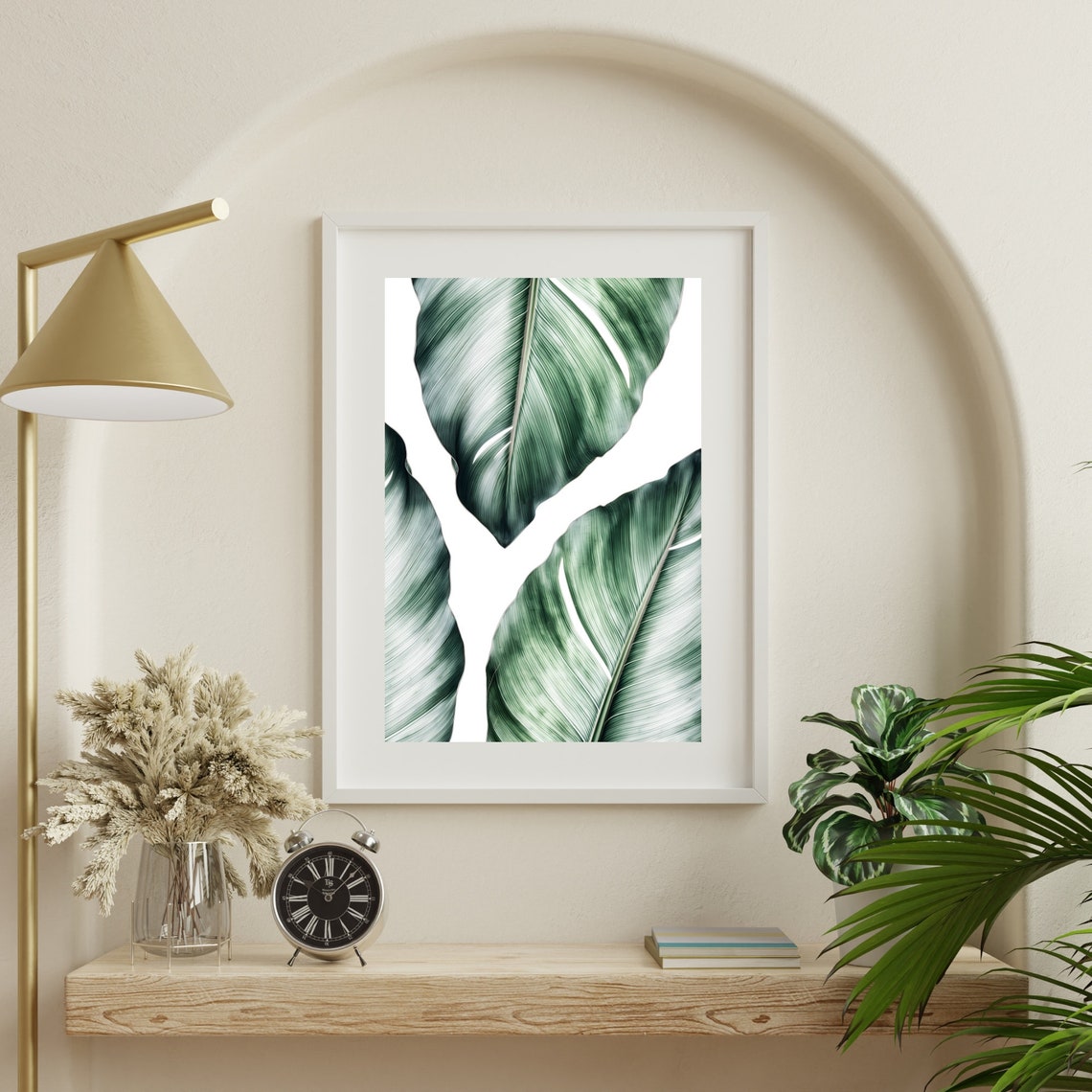 Banana Leaves Watercolor Botanical Tropical Green Leaf Art Poster - Image 2