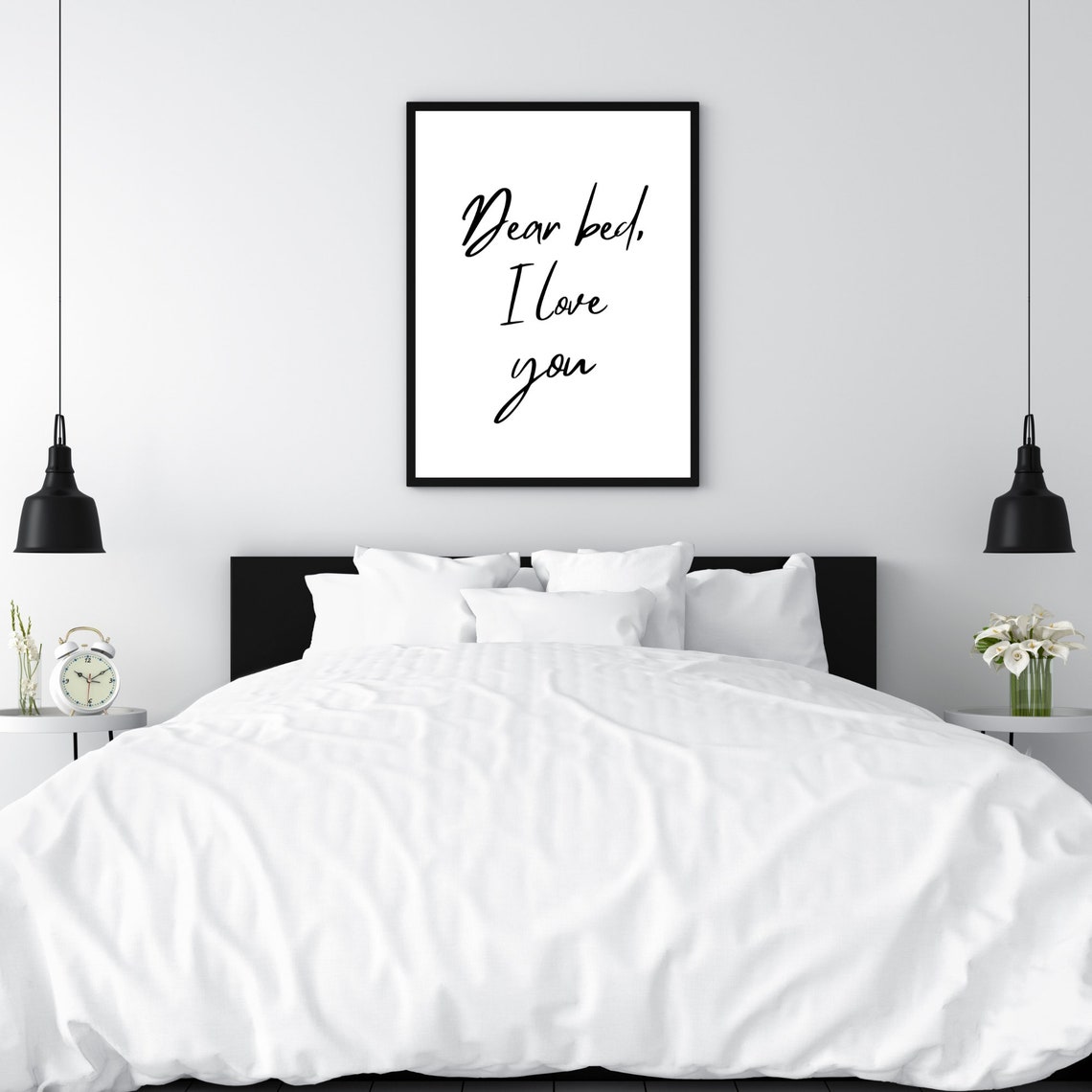 Dear Bed I Love You Funny Bedroom Typography Quote Decor Poster - Image 3