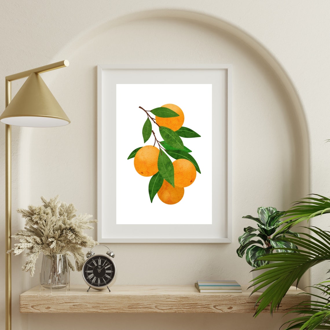 Watercolor Orange Branch with Green Leaves Kitchen Art Poster - Image 2
