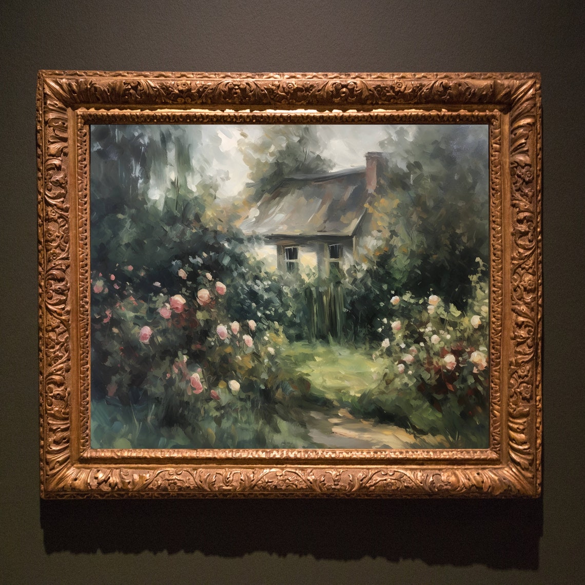 Vintage Farmhouse Wall Decor Landscape Painting Country Art Print Vintage Farmhouse Oil Painting - Image 2
