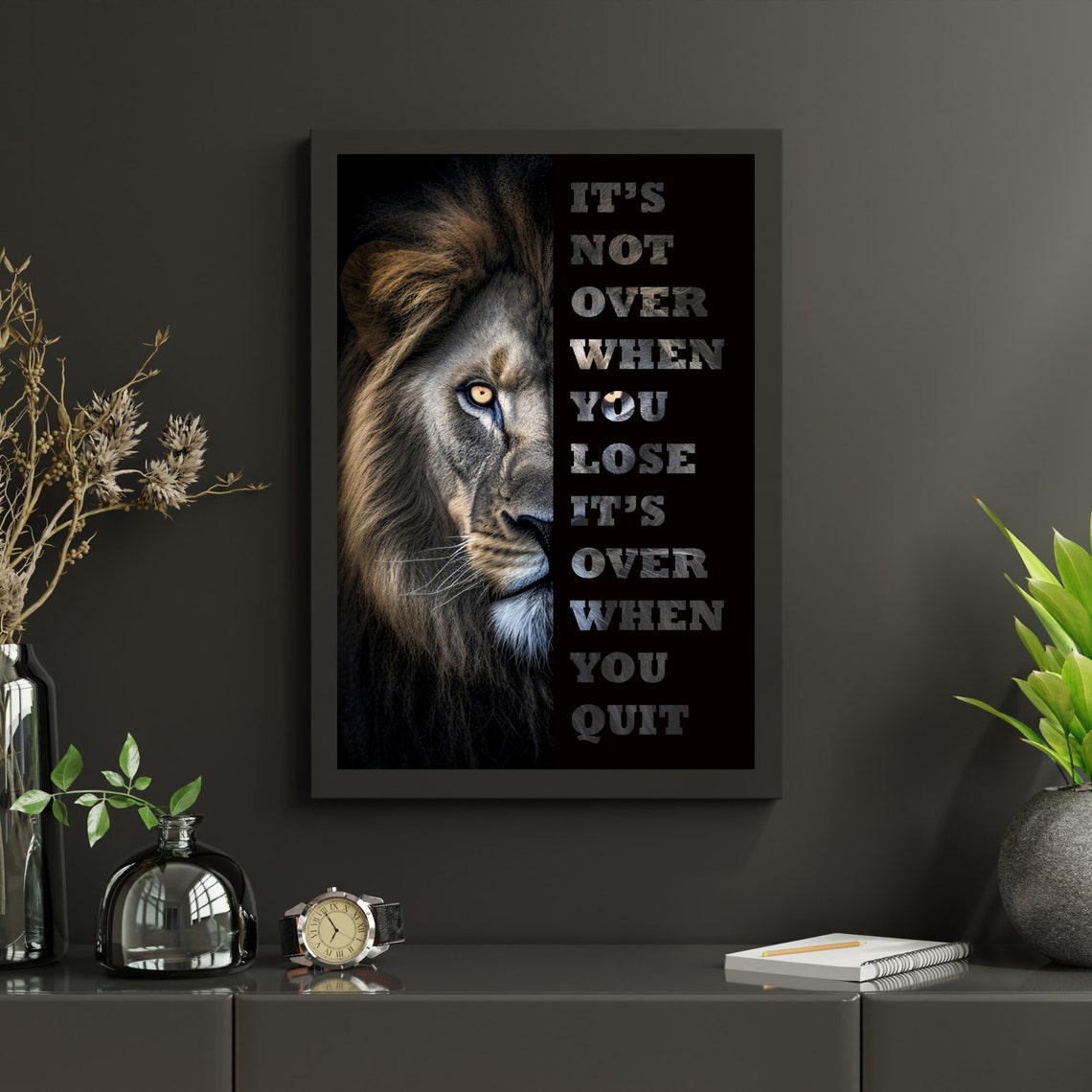 Lion Its Not Over When You Lose Gym Workout Motivational Poster - Image 2