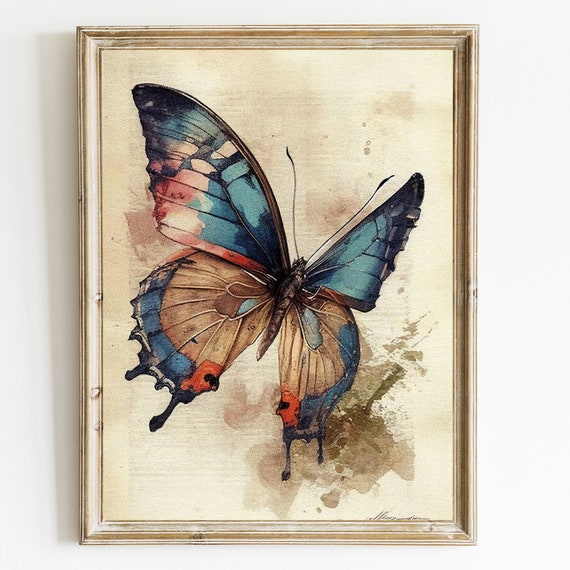 Vintage Butterfly Print Butterfly Portrait Insect Art Print Butterfly Wall Art Butterfly Print Vintage Home Decor