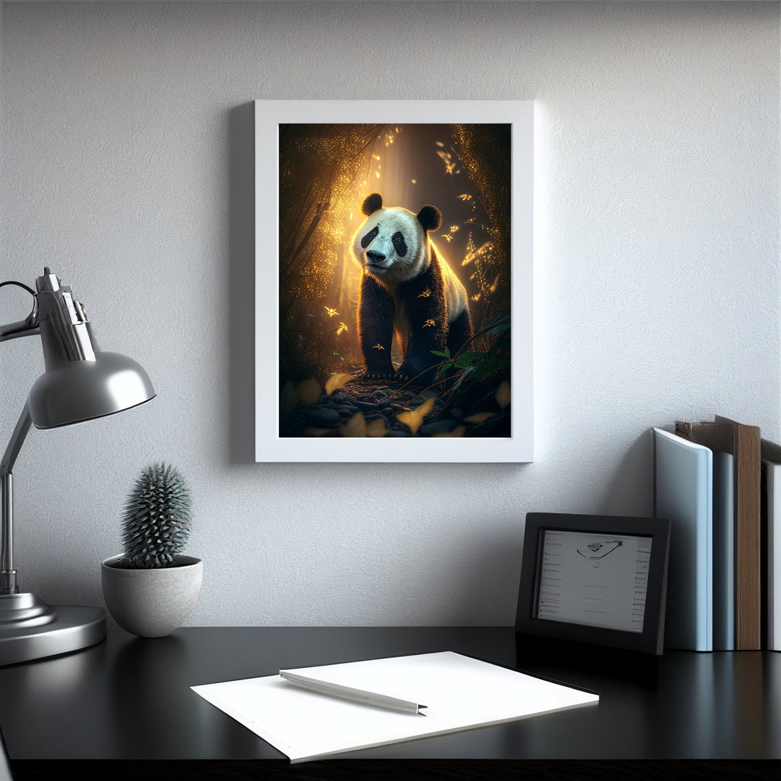 Majestic Giant Panda Walking Through Golden Forest Light Poster - Image 3
