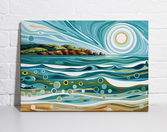 Abstract Beach Art Print, Coastal Ocean Landscape