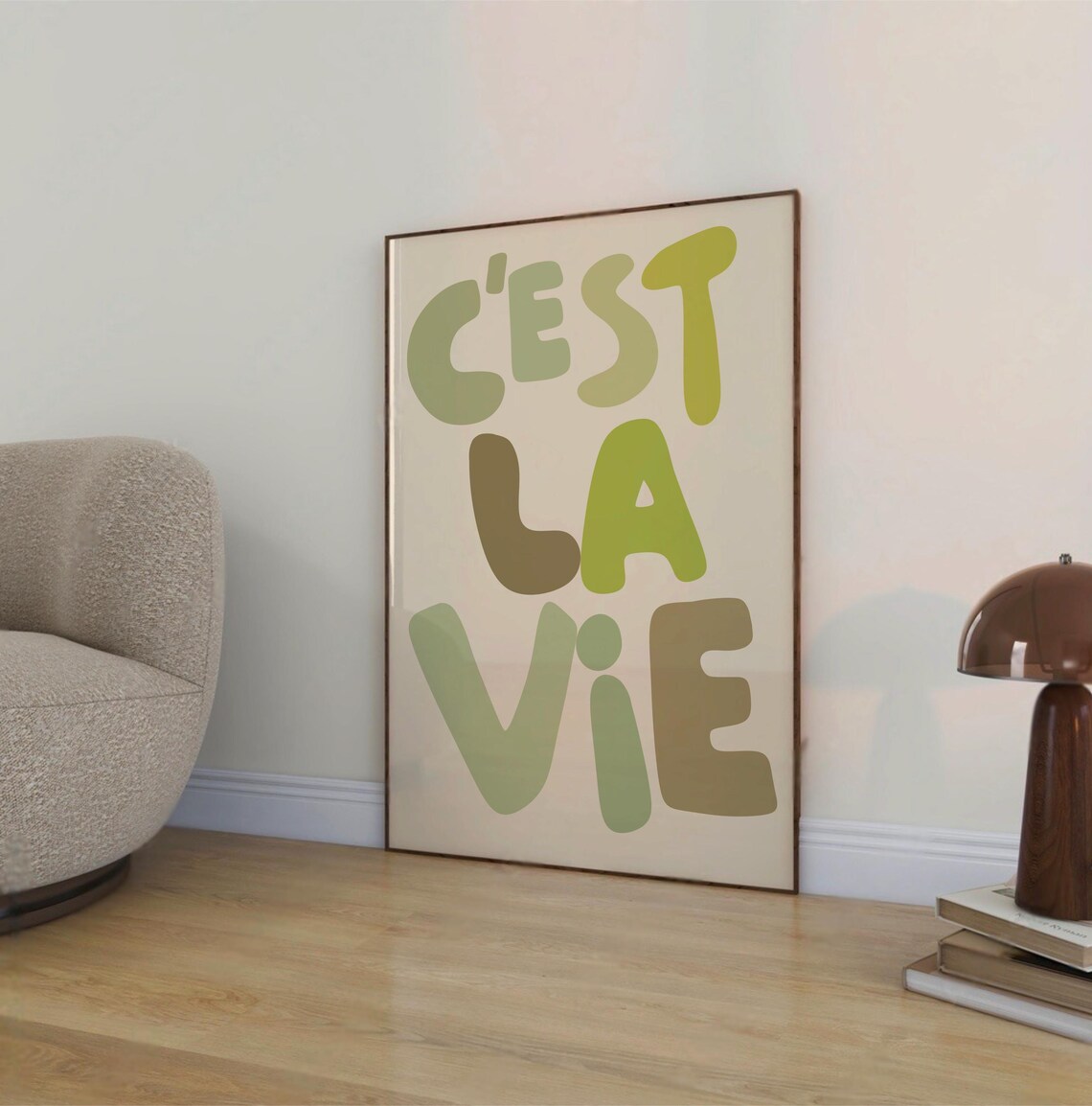 Cest La Vie Sage Green French Quote Neutral Typography Poster
