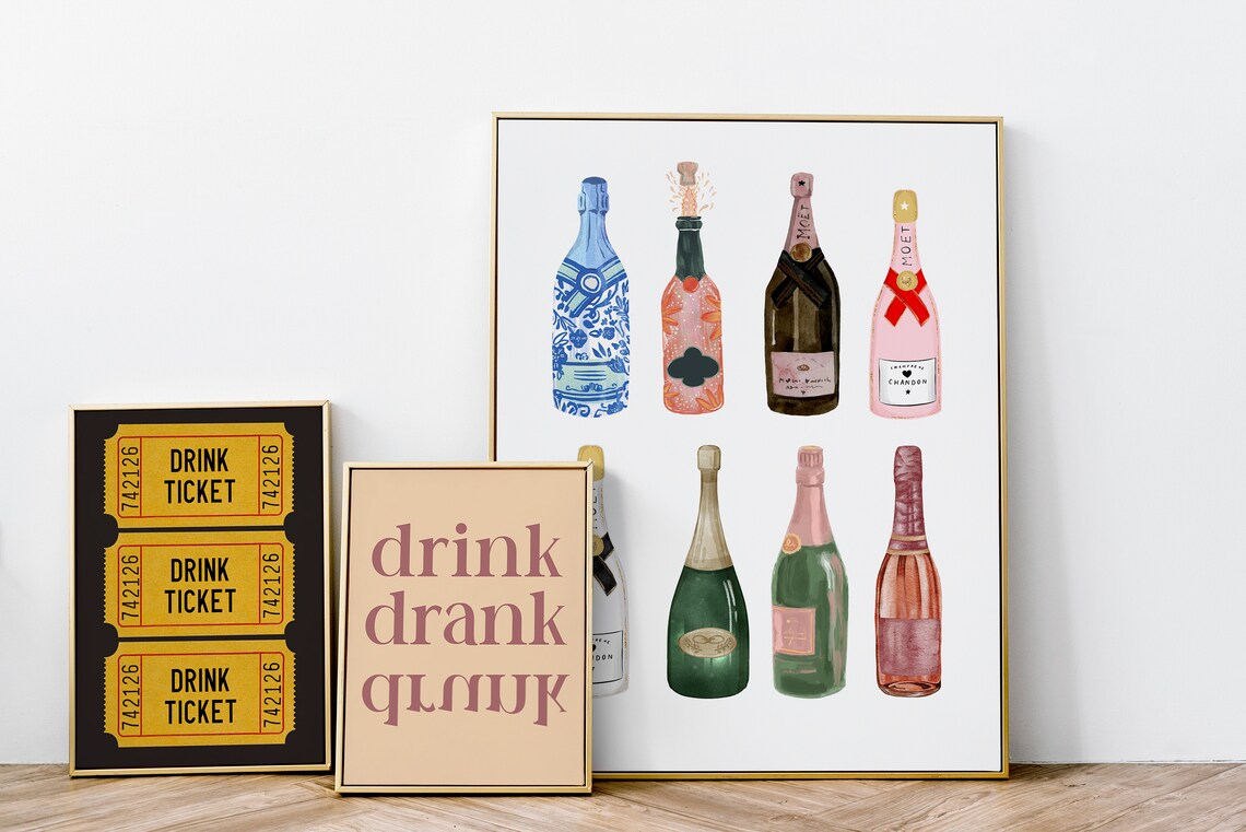 Drink Drank Drunk Funny Bar Cart Typographic Humor Quote Poster - Image 3