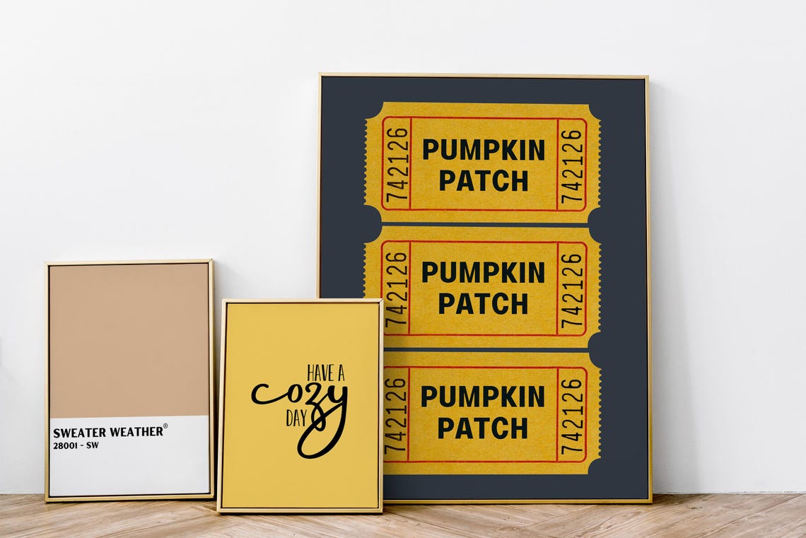 Vintage Pumpkin Patch Ticket Stub Retro Autumn Fall Decor Poster - Image 3
