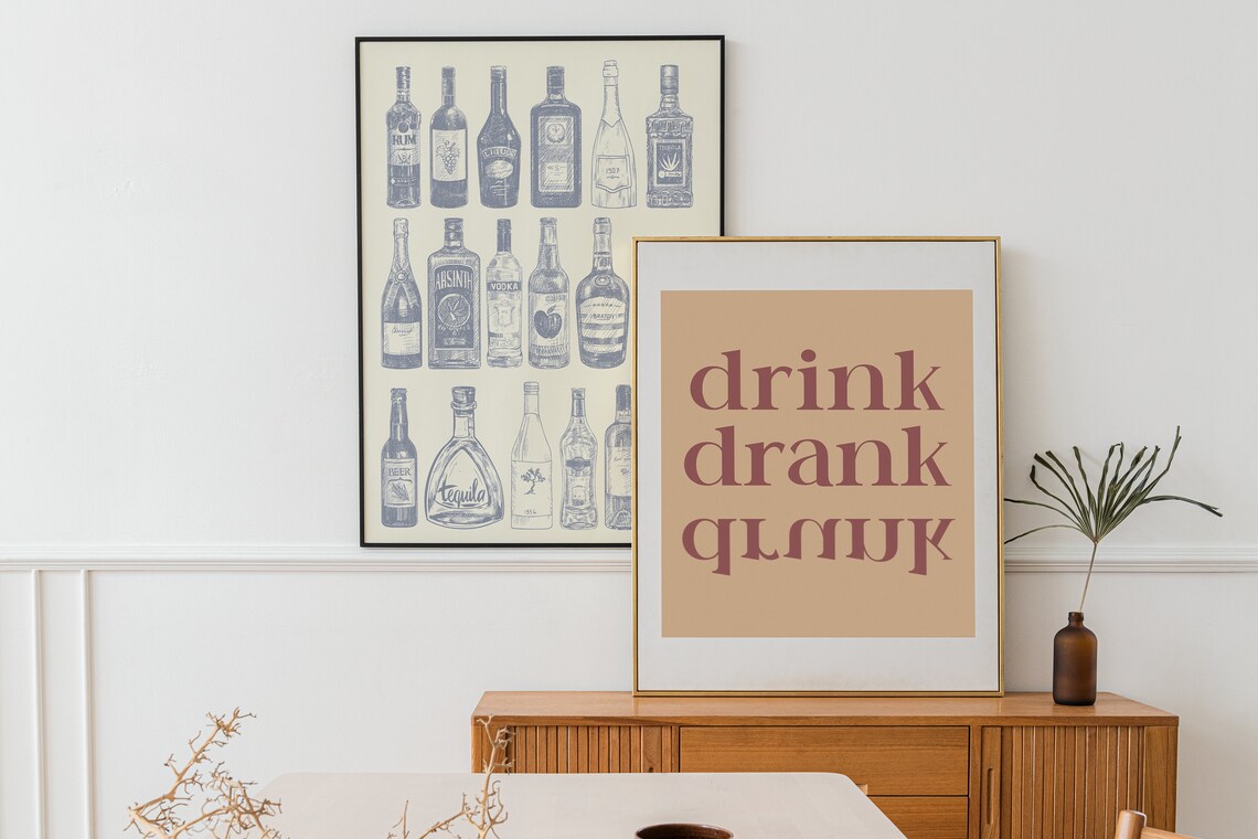 Vintage Liquor Bottles Bar Art Print, Home Bar Decor - Image 3