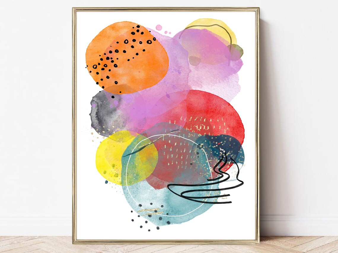 Maximalist Abstract Art Print, Colorful Decor
