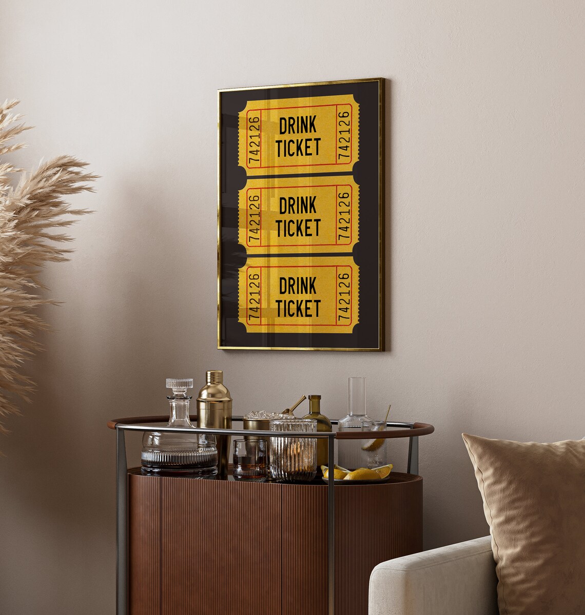 Bar Cart Drink Ticket Art Print, Trendy Bar Decor - Image 4