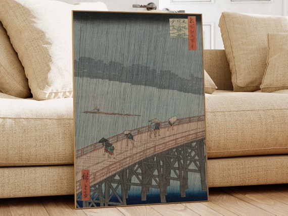 Sudden Shower Over Shin Ohashi Bridge And Atake Ando Hiroshige Famous Painting Classic Painting Vintage Wall Art Vintage Print