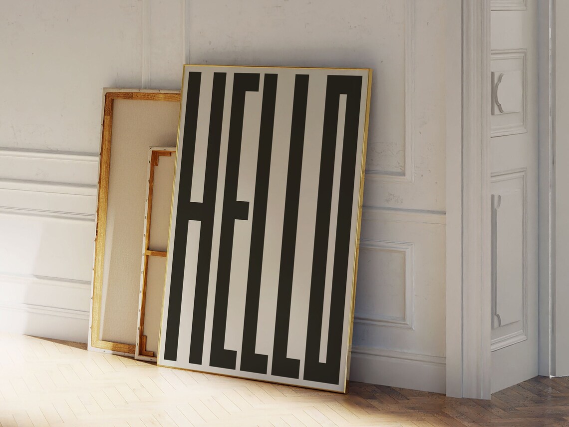 Hello Wall Art Bold Statement Black Typography Modern Galley Wall Scandi Style Decor - Image 3