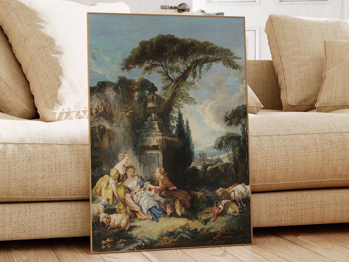 Pastoral Scene Franois Boucher Famous Painting Classic Painting Museum Quality Print Vintage Wall Art Vintage Print