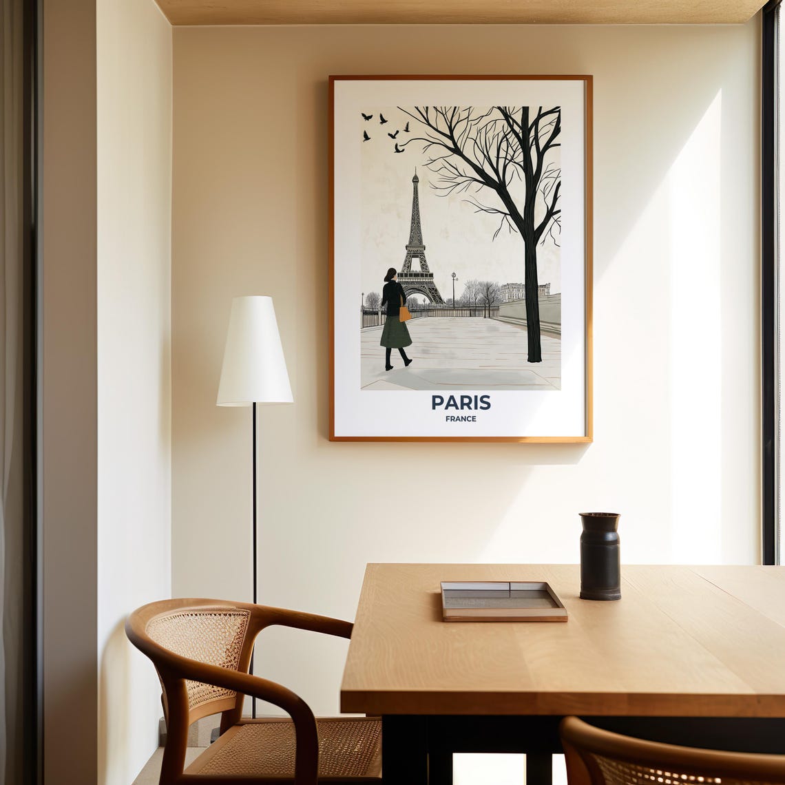 Paris Eiffel Tower on a Quiet Morning Minimalist Travel Poster - Image 6
