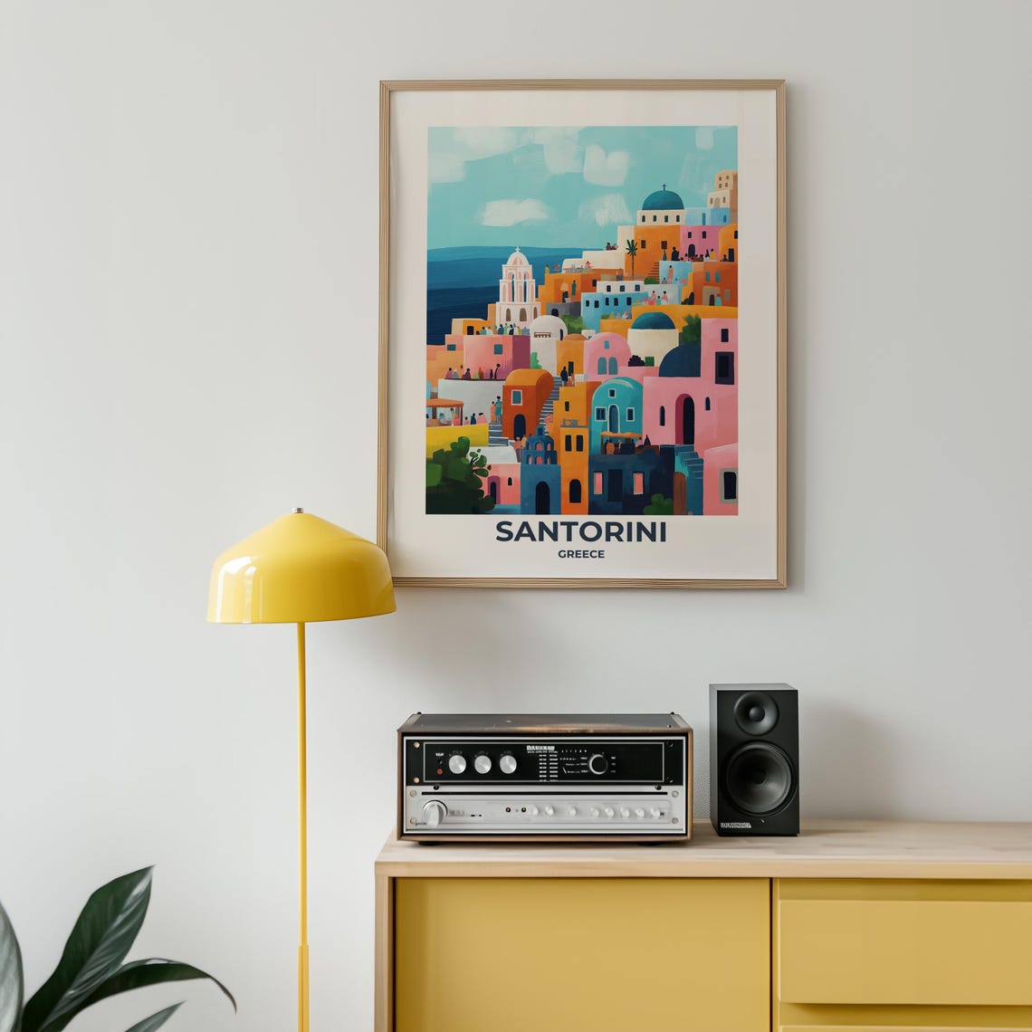 Santorini Cliffside Village in Dreamy Pastel Colors Travel Poster - Image 5