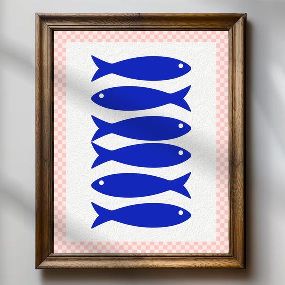 Retro Fish Illustration, Sardines Kitchen Art