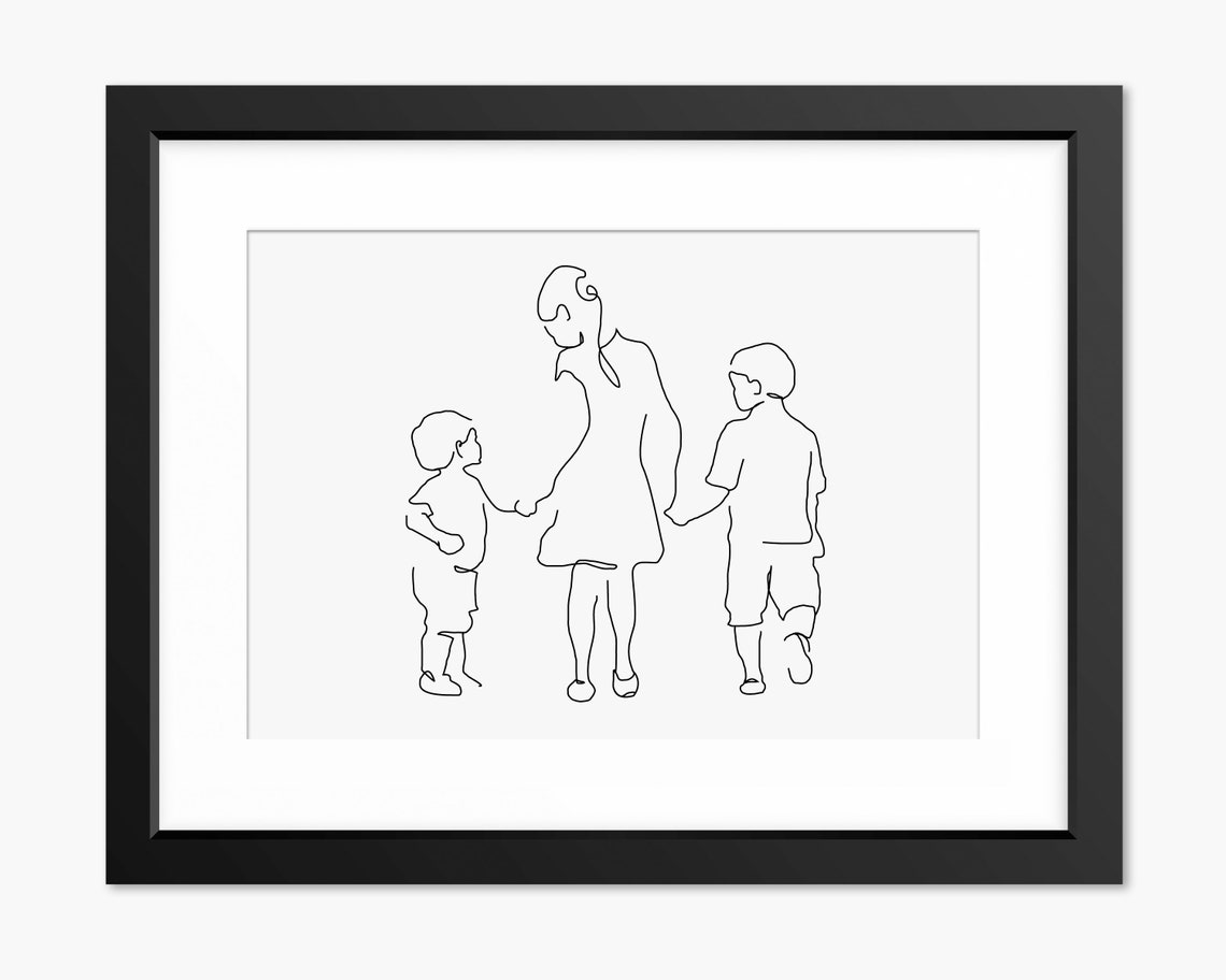Children Print Big Sister Print Gift Family Print Brother Print Gifts For Mum Mom Sibling Print Family Art Line Art Line Drawing