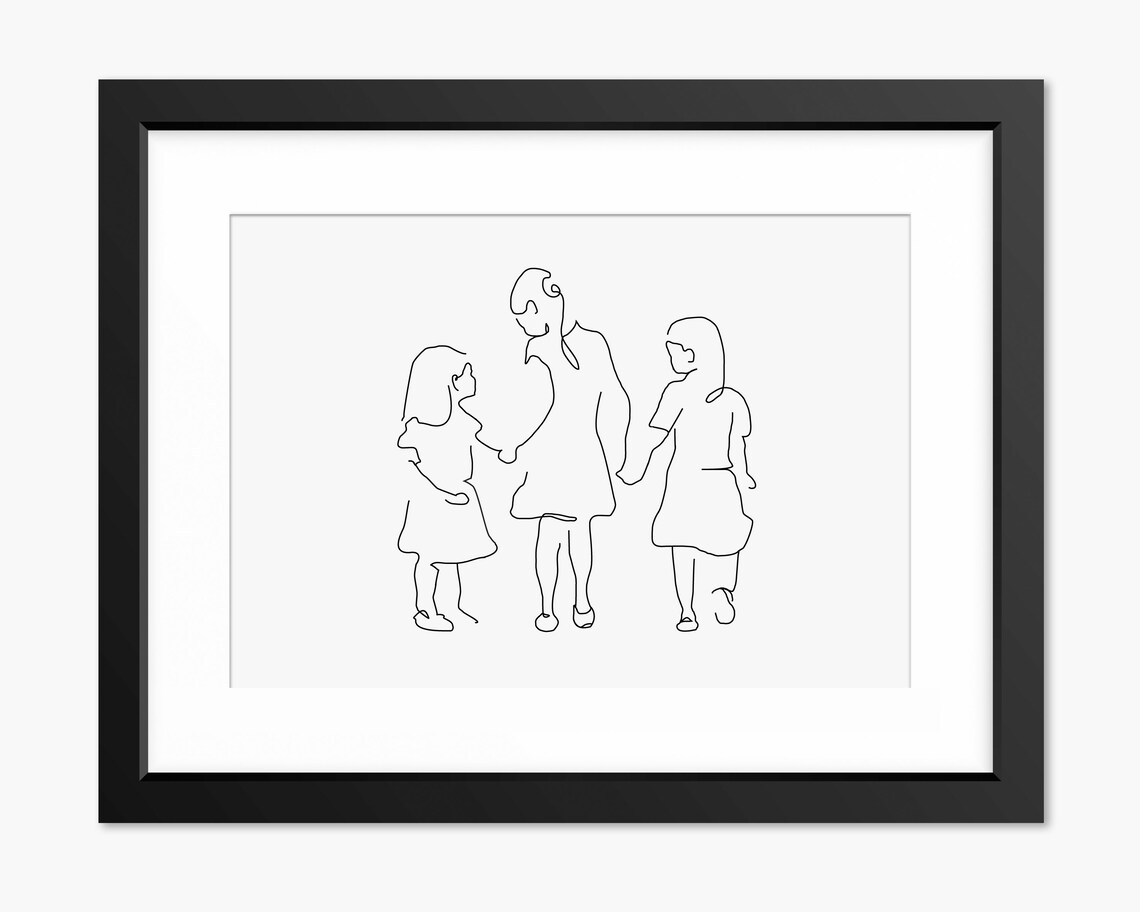 Children Print Mothers Day Gift Mothers Day Print Sister Print Sister Gift Family Drawing Sibling Wall Art Sisters Illustration Mom