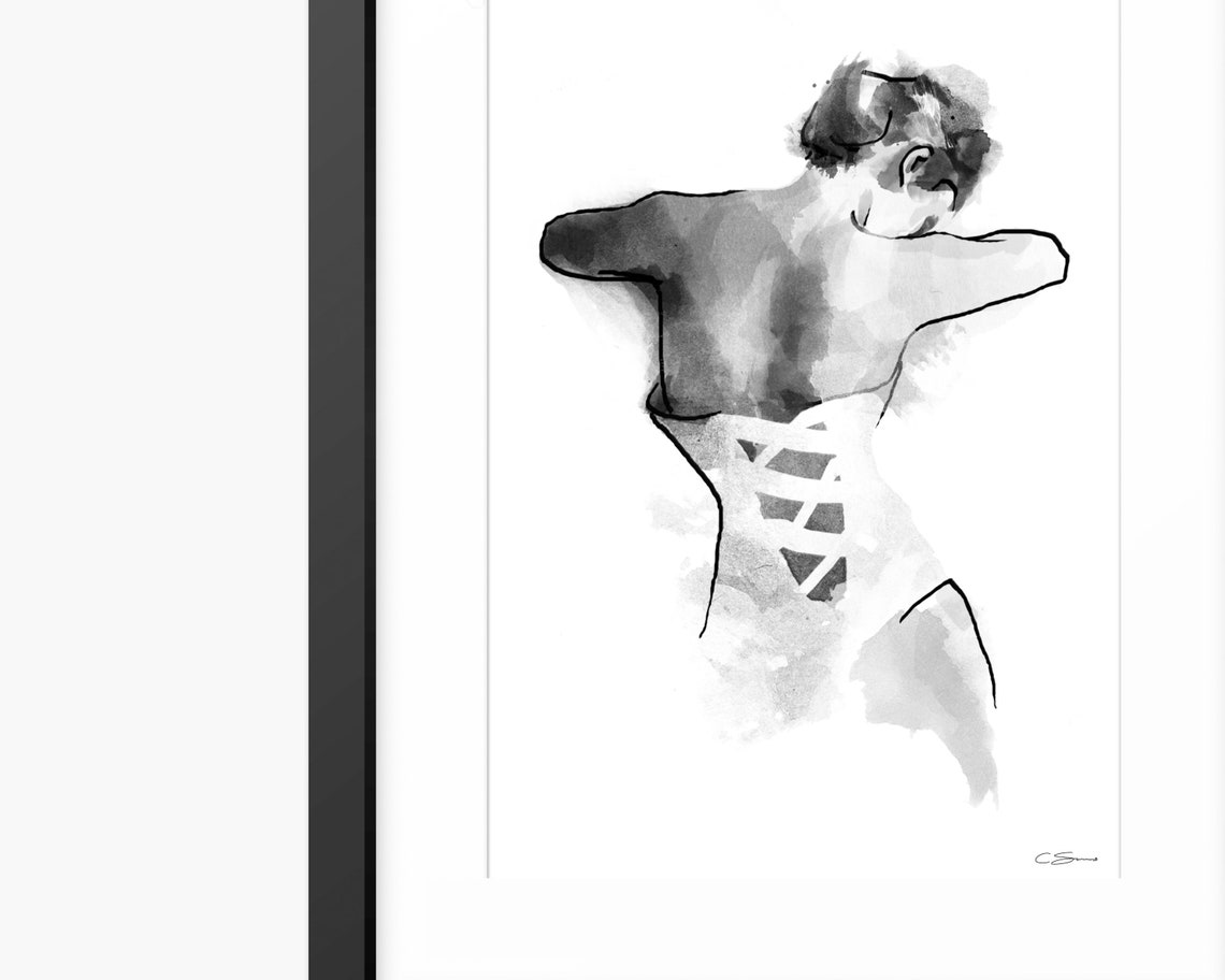 Woman From Behind Arms Outstretched Watercolor Figure Poster - Image 2