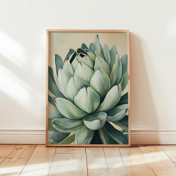 Georgia Okeeffe Style Artichoke Bloom Modern Botanical Kitchen Poster
