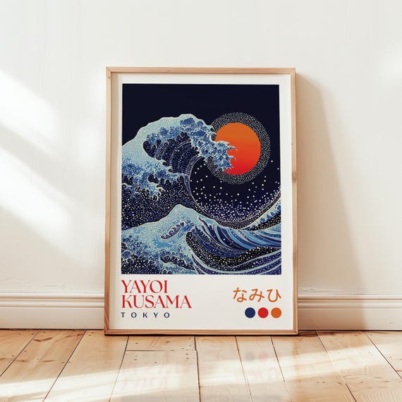 Yayoi Kusama Great Wave, Modern Japanese Poster