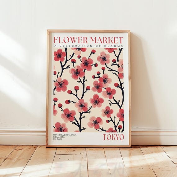 Cherry Blossom Flower Market Print Japanese Nature Art