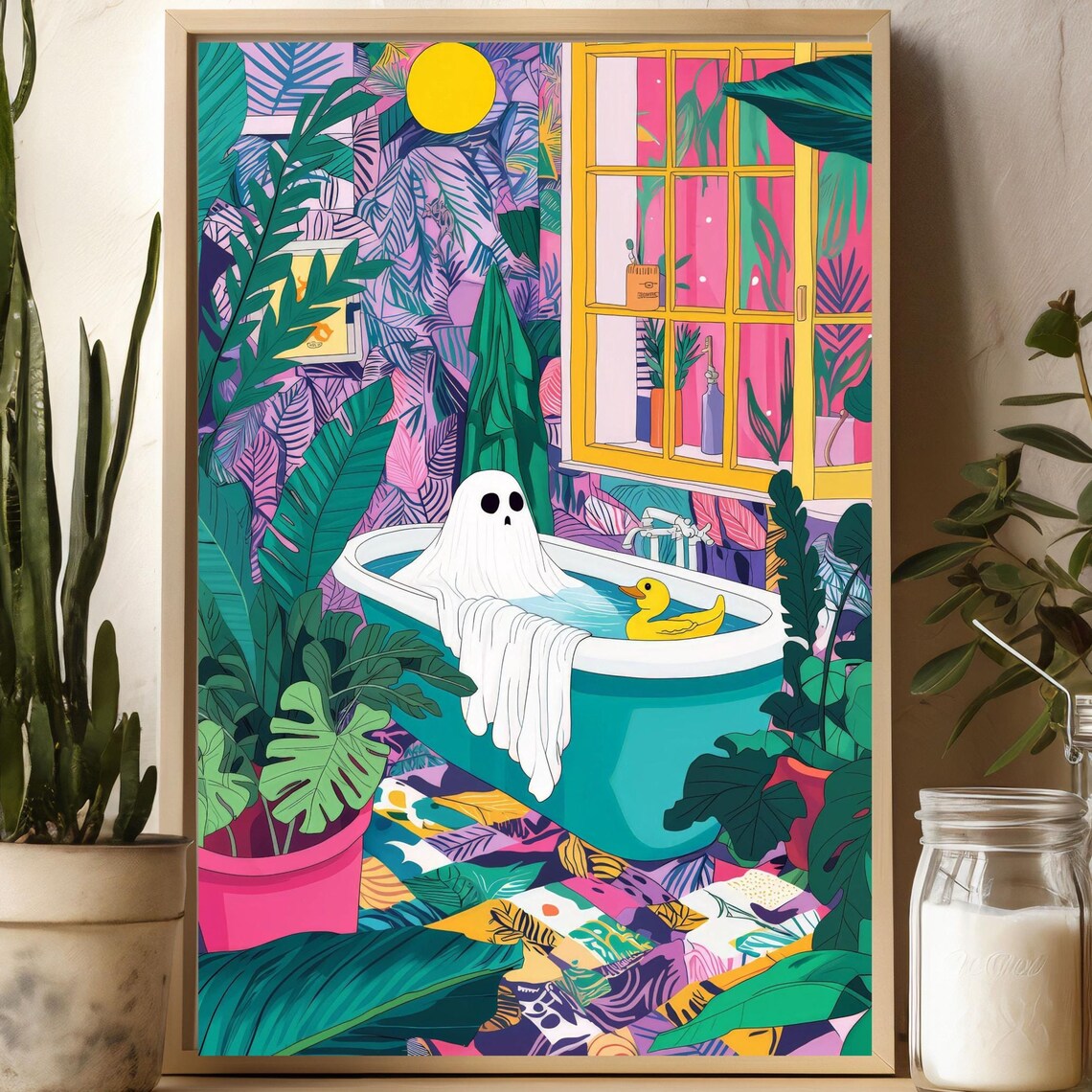 Ghost on Toilet, Dark Academia Halloween Art Print