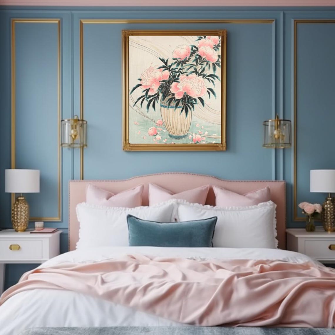 Pink Peonies In A Vase Ukiyo E Style Japanese Floral Art Poster - Image 3