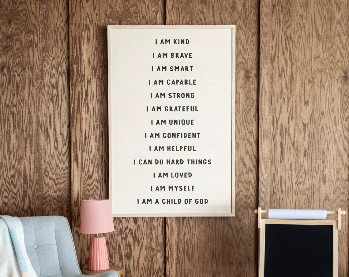 Christian Kids Room Affirmation Sign, Wall Art Print