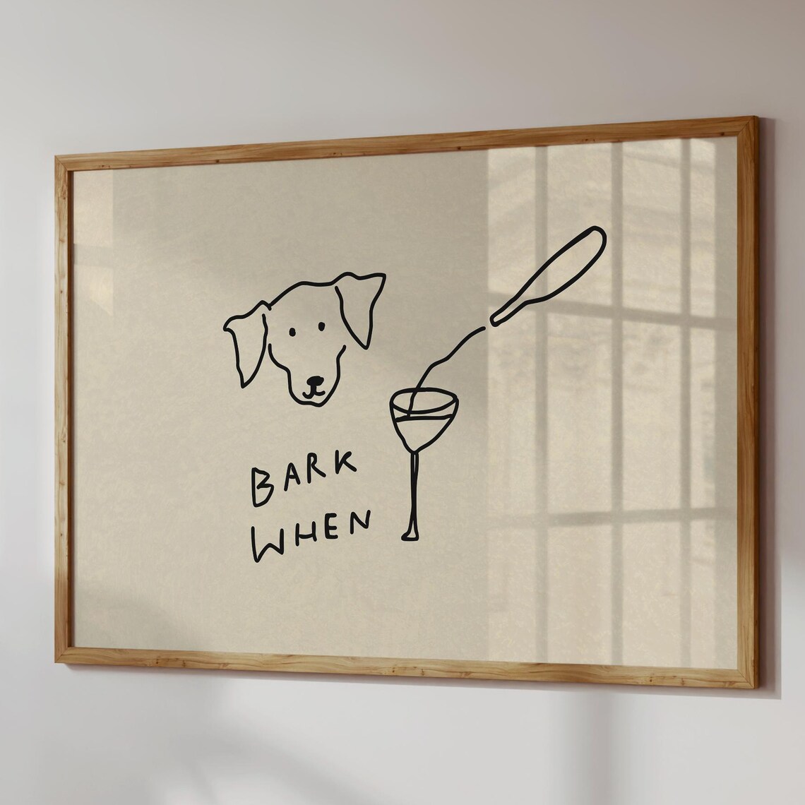 Dog Wine Print, Funny Pet Bar Cart Decor