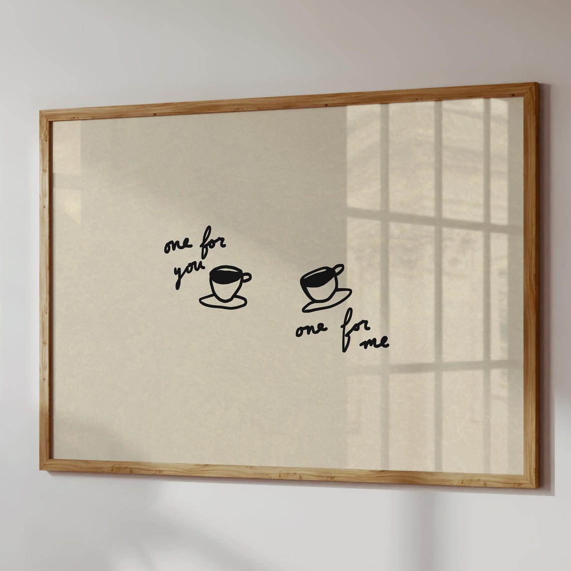 One For You One For Me Coffee Cups Script Couples Kitchen Poster