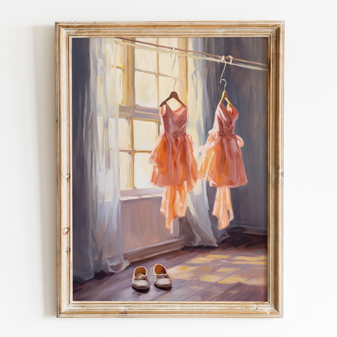 Ballerina Dress Girly Wall Art Print Preppy Pink Trendy Wall Art Girly Room Decor Vintage Ballet Dress Aesthetic Oil Painting