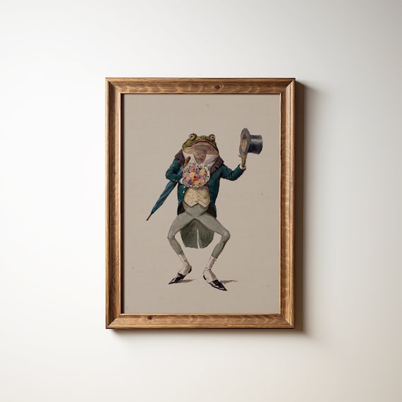 Playroom Decor Vintage Frog Wall Art Cute Room Decor Royal Pet Portrait Art Neutral Wall Decor