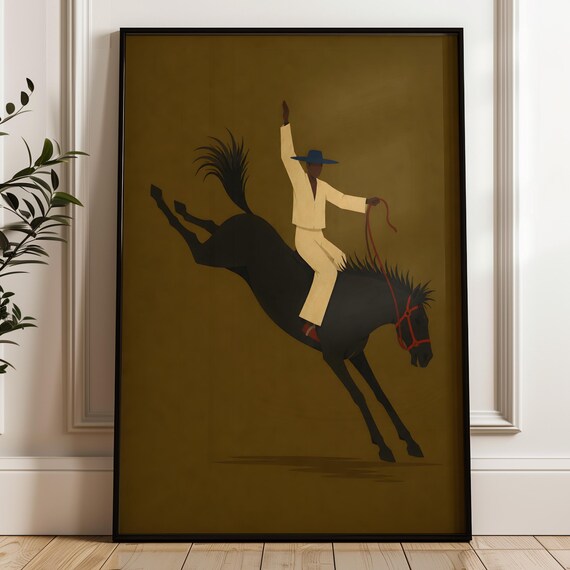 Abstract Horse Digital Print Masculine Western Decor Minimalist Rodeo Poster Download