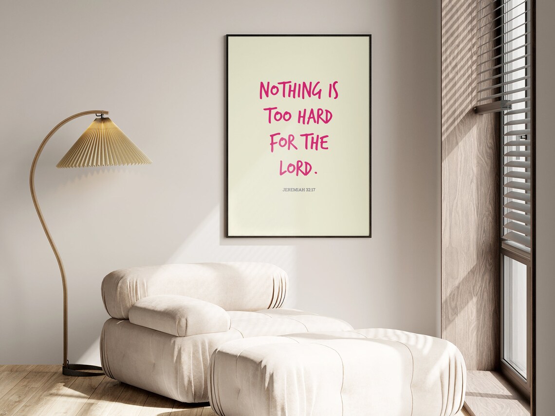 Jeremiah 3217 Nothing Is Too Hard For The Lord Art Bible Verse Print Scripture Wall Art Calligraphy - Image 2