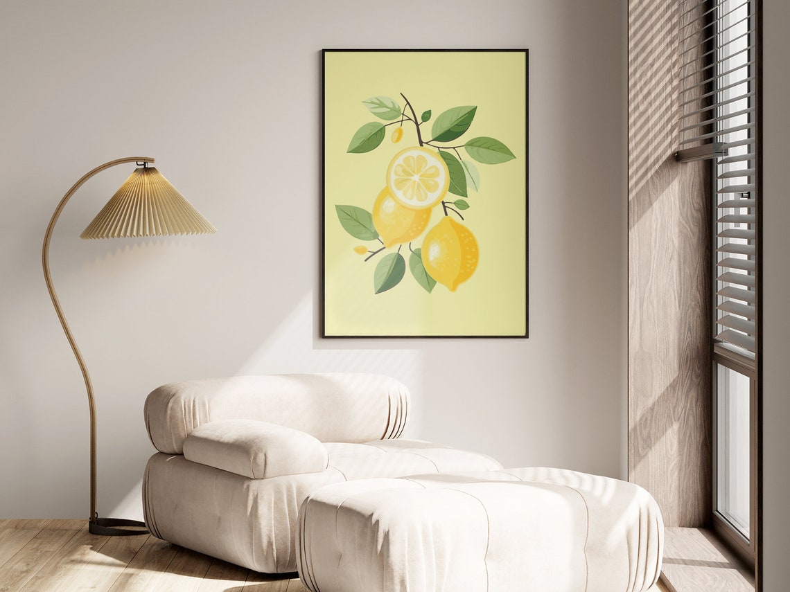 Lemon Branch Botanical Fruit Illustration Yellow Citrus Poster - Image 2