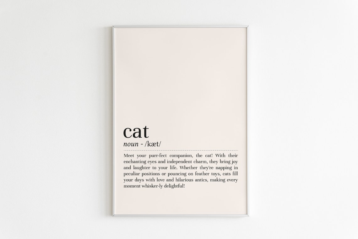 Cat Word Definition Dictionary Art Funny Pet Lover Gift Poster