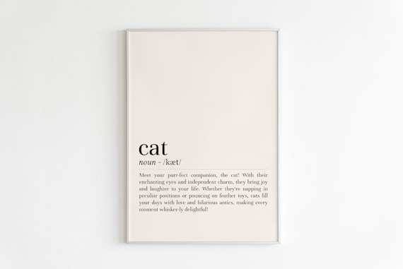 Cat Word Definition Dictionary Art Funny Pet Lover Gift Poster