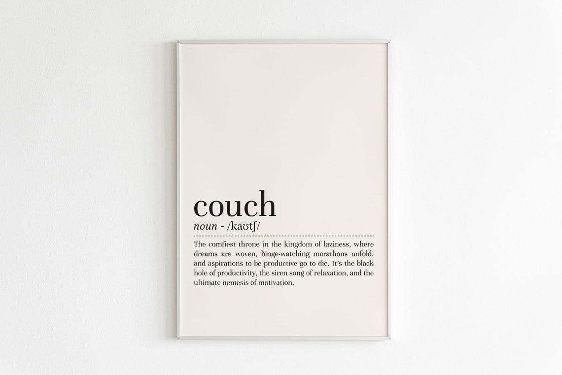 Couch Definition Funny Dictionary Quote Lazy Day Living Room Poster