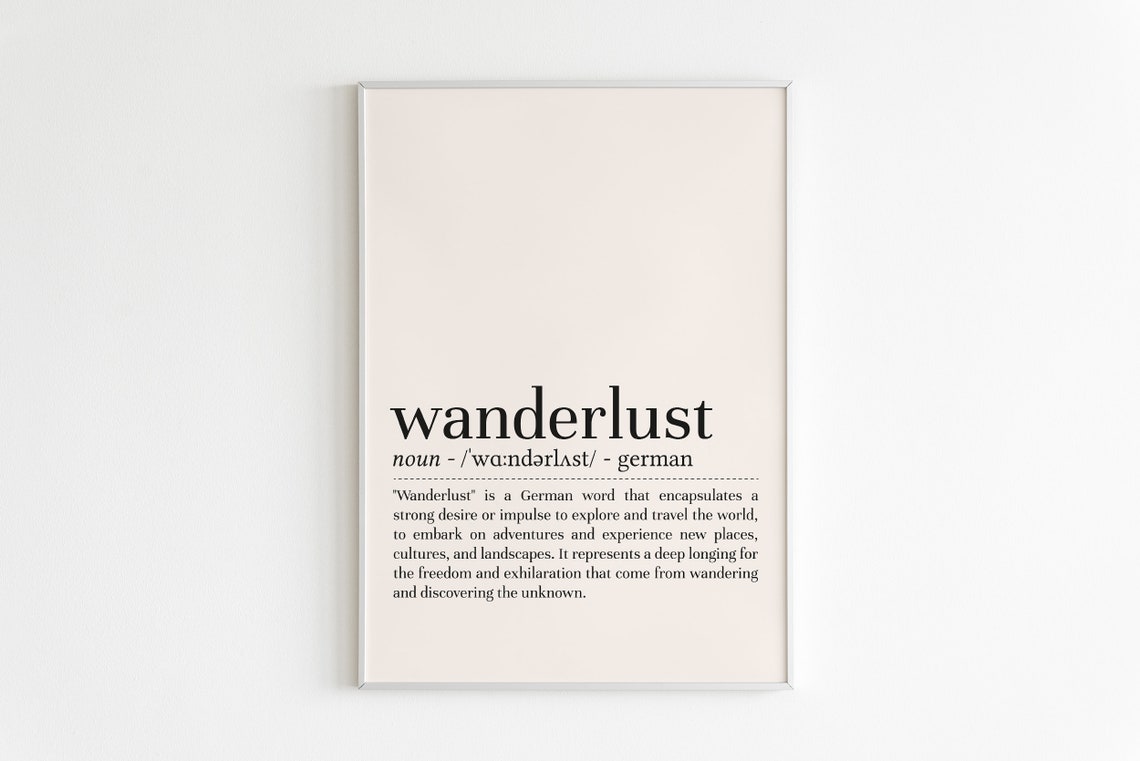 Wanderlust German Definition Dictionary Travel Word Art Poster